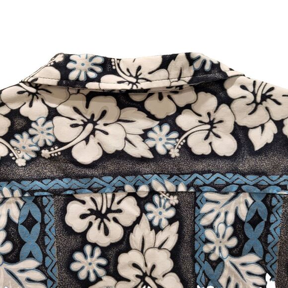Vintage RJC Men's X-Large 100% Cotton Blue Black Shirt Casual Made in Hawaii USA - Picture 8 of 12